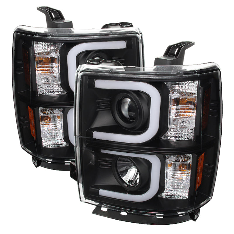 Phares de projecteur Spyder Chevy Silverado 1500 14-16 Barre lumineuse DRL Blk PRO-YD-CS14-LBDRL-BK