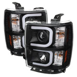 Phares de projecteur Spyder Chevy Silverado 1500 14-16 Barre lumineuse DRL Blk PRO-YD-CS14-LBDRL-BK