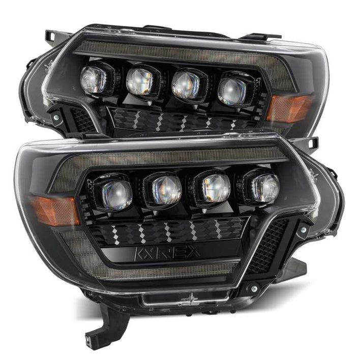 Phares à LED de projet AlphaRex 12-15 Toyota Tacoma NOVA Plank Alpha Blk avec lumière active/signal séquentiel/DRL