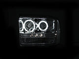 Phares de projecteur ANZO 2005-2007 Ford Excursion avec halo chromé et bande LED (CCFL) 1 pièce