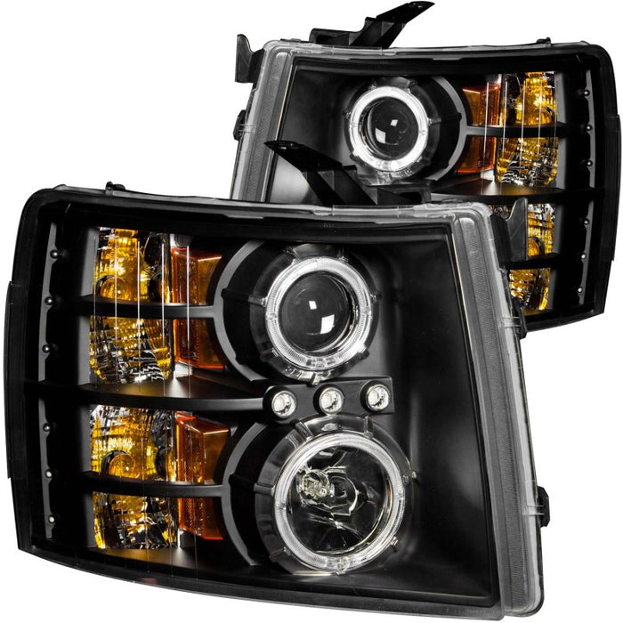 Phares de projecteur ANZO 2007-2013 Chevrolet Silverado 1500 avec halo noir