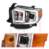 Phares de projecteur de style planche ANZO 14-17 Toyota Tundra Chrome avec ambre