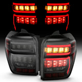 ANZO 2014-2020 Toyota 4Runner TL Boîtier noir Lentille fumée Barre lumineuse rouge avec séquentiel