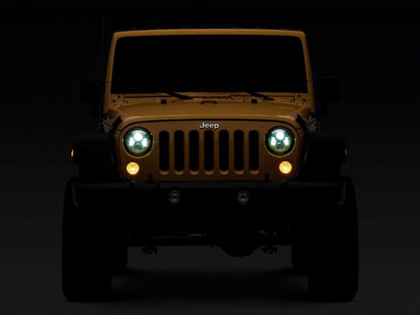 Phares à DEL Raxiom 07-18 Jeep Wrangler JK 7 pouces Boîtier vert - Lentille transparente