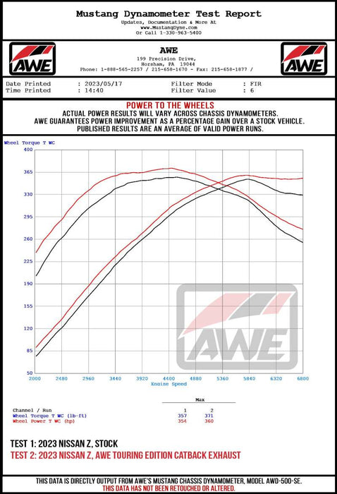 Système d'échappement Catback AWE 2023 Nissan Z RZ34 RWD Touring Edition avec embouts noirs diamantés