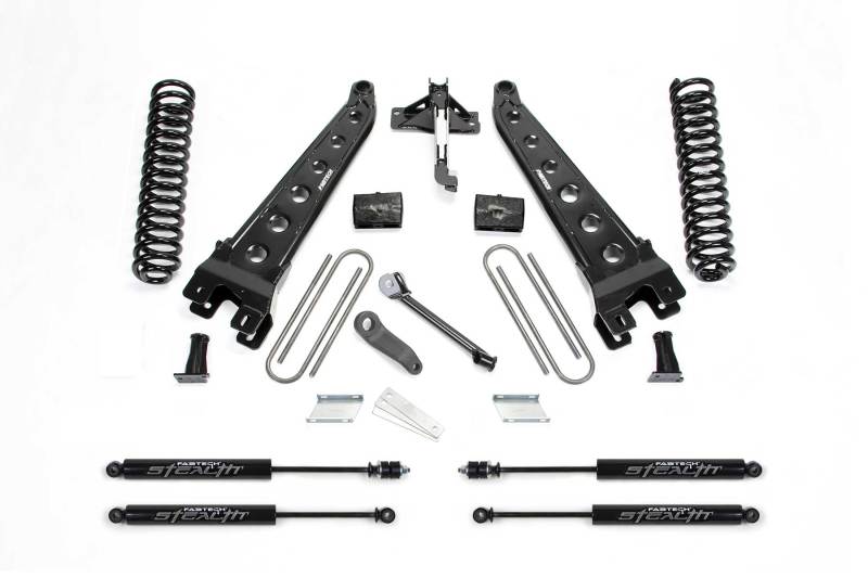 Système de bras de radiateur Fabtech 17-21 Ford F250/F350 4WD à essence 4 pouces avec bobines et Stealth