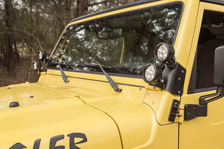 Kit de feux à LED ronds doubles pour piliers A de 3,5 pouces pour Jeep Wrangler TJ/LJ Rugged Ridge 97-06
