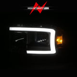 Ensemble de phares ANZO 97-04 Dodge Dakota/Durango Crystal avec barre lumineuse et boîtier noir