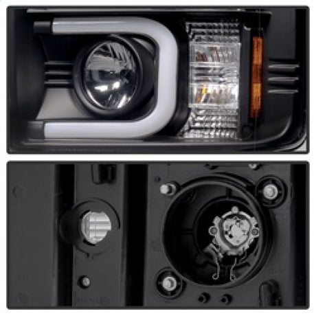 Phares de projecteur Spyder Chevy Silverado 2014-16 2500 HD avec barre lumineuse DRL Blk PRO-YD-CSHD14-LBDRL-BK