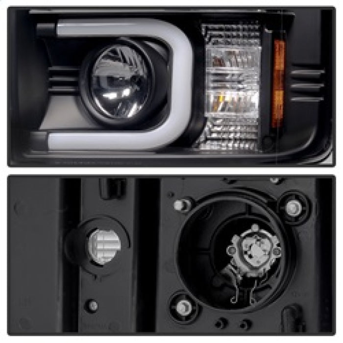 Phares de projecteur Spyder Chevy Silverado 2014-16 2500 HD avec barre lumineuse DRL Blk PRO-YD-CSHD14-LBDRL-BK