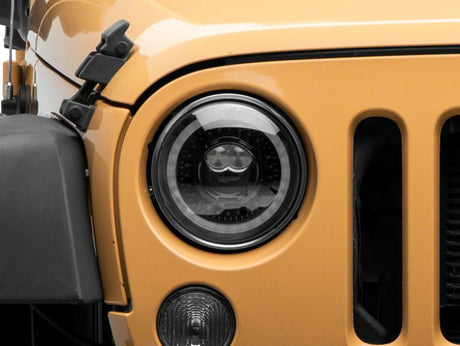 Phares à DEL Raxiom 07-18 Jeep Wrangler JK Axial Series 7 pouces Dragon Eye - Boîtier noir (lentille transparente)