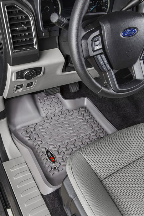 Revêtement de plancher avant Rugged Ridge gris pour Ford F-150 / Raptor / Extended / Super Crew Cab 2015-2020