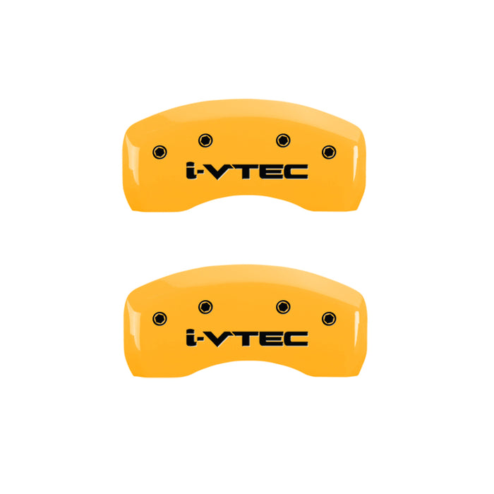 MGP 4 Caliper Covers Engraved Front & Rear I-Vtec Yellow Finish Black Char 2010 Honda Civic