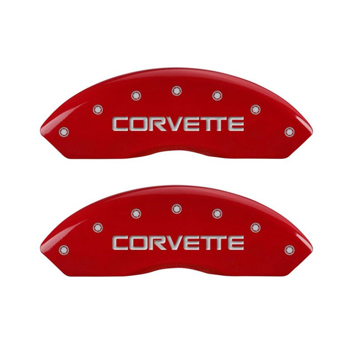 Couvre-étriers MGP 4 rouge brillant gravés avec Corvette C4 (kit complet 4 pièces)