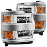 Phares à LED AlphaRex 15-18 Chevy 2500HD NOVA de style planche chromés avec éclairage actif/signal séquentiel/DRL