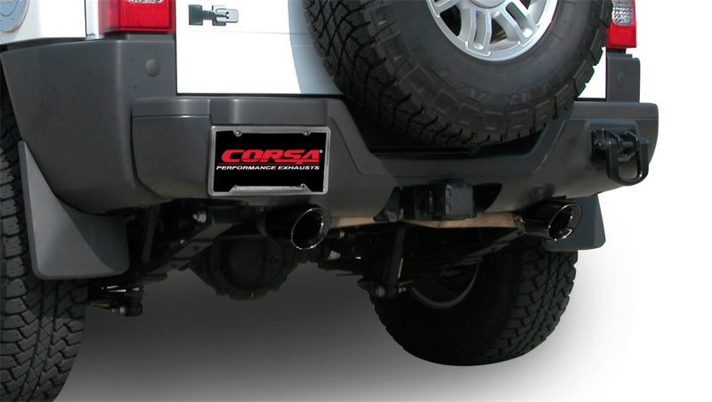 Corsa 06-08 Hummer H3 Cat-Back 3 pouces double arrière avec embouts simples Pro-Series noirs de 4 pouces