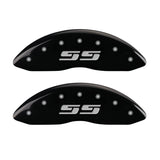 MGP Front set 2 Caliper Covers Engraved Front Silverado style/SS Black finish silver ch