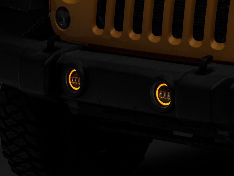 Feux antibrouillard à LED Halo de la série Axial Jeep Wrangler JK 07-18 de Raxiom - Ambre