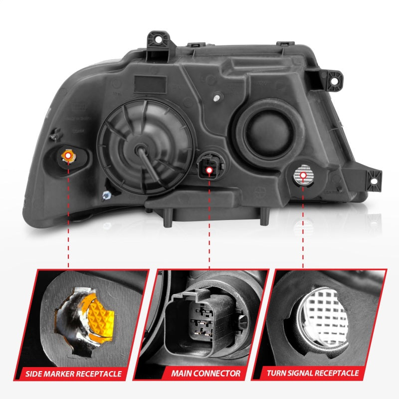 Phares avant en cristal ANZO 2003-2006 Lincoln Navigator Noir