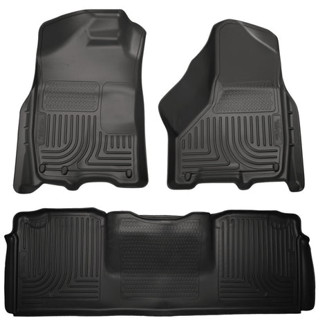Revêtements de sol noirs Husky Liners 10-12 pour Dodge Ram 2500/3500 Mega Cab WeatherBeater Combo