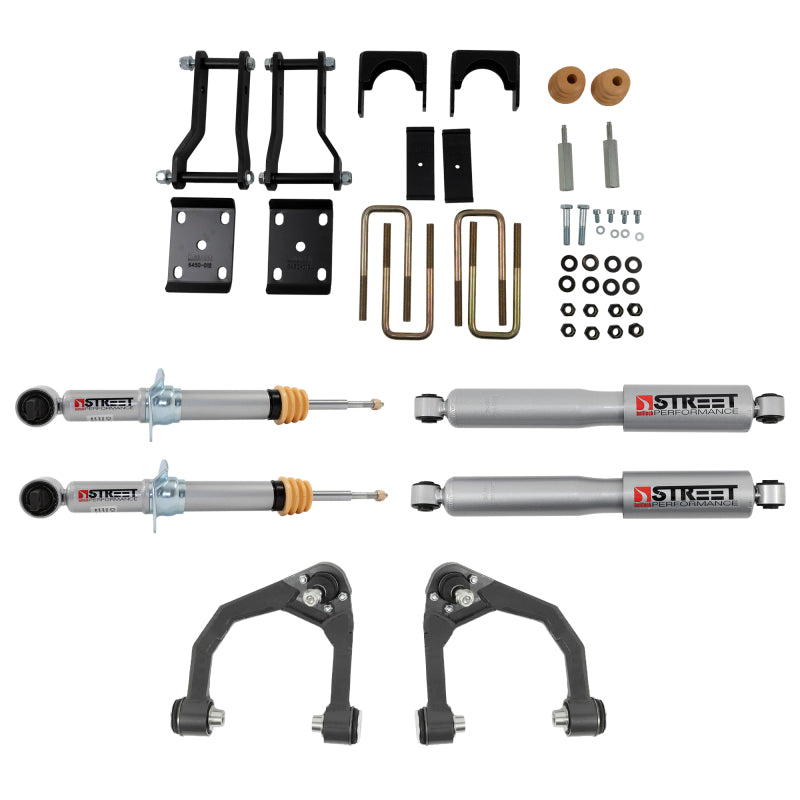 Kit complet avant et arrière Belltech 19-21 Ford Ranger 2WD (toutes les cabines) avec amortisseurs Street Performance