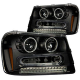Phares de projecteur ANZO 2002-2009 Chevrolet Trailblazer avec halo noir