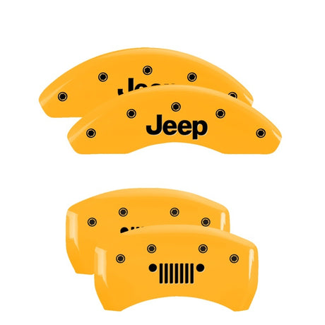 Couvre-étriers MGP 4 gravés à l'avant JEEP Logo de calandre JEEP gravé à l'arrière Finition jaune noir ch