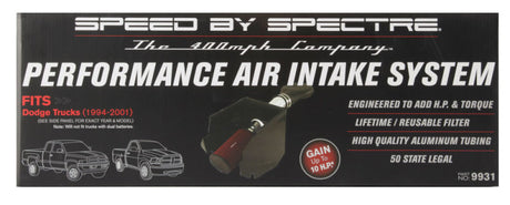 Kit d'admission d'air Spectre 94-01 Dodge RAM 1500/2500 V8-5.2/5.9LF/I - Poli avec filtre rouge