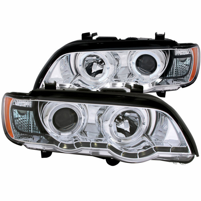 Phares de projecteur ANZO 2000-2003 BMW X5 avec halo chromé