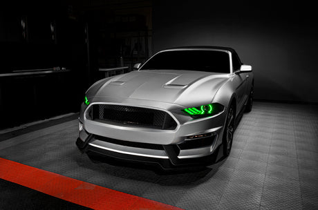 Phares à DEL Dynamic ColorSHIFT pour Ford Mustang 18-23 d'Oracle Lighting - Série noire VOIR LA GARANTIE