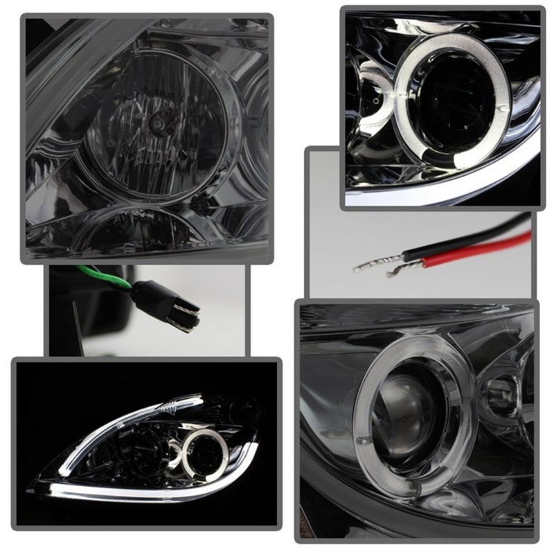 Phares de projecteur Spyder Nissan Altima 4 portes 10-12 DRL LED Halo Smke PRO-YD-NA104D-LTDRL-SM