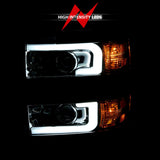 Phares de projecteur ANZO 2015-2016 Chevrolet Silverado avec design de style planche Chrome avec ambre