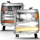 Phares de projecteur à LED ANZO 16-18 Chevrolet Silverado 1500 avec interrupteur de style planche chromé avec ambre