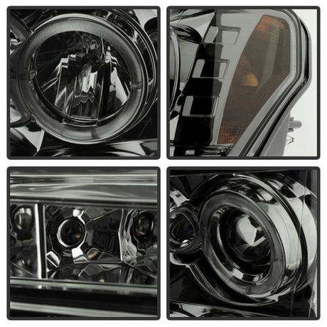 Phares de projecteur Spyder Ford F150 09-14 Modèle halogène - LED Halo LED Smke PRO-YD-FF15009-HL-SM