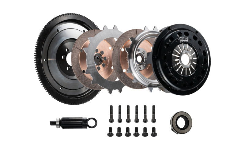 Kit d'embrayage DKM Clutch 11-13 BMW 135i 215 mm à double disque en céramique MRX avec volant moteur (couple de 850 pi/lb)