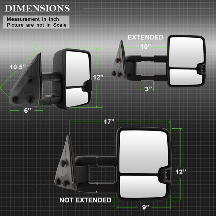 Rétroviseur télescopique à LED xTune Chevy Silverado 99-06 G2 - SET MIR-CS03S-G2-MA-AM-SET