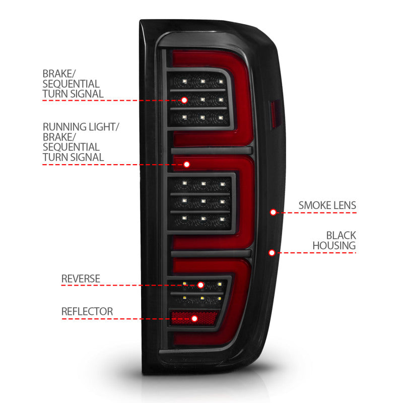 Feu arrière de rechange à LED noir fumé Anzo 19-23 pour GMC Sierra 1500/2500HD/3500HD