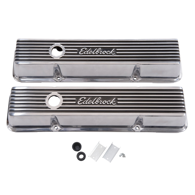 Couvercle de soupape Edelbrock Elite II Series Chevrolet 1959-1986 262-400 CI V8 Tall Poli