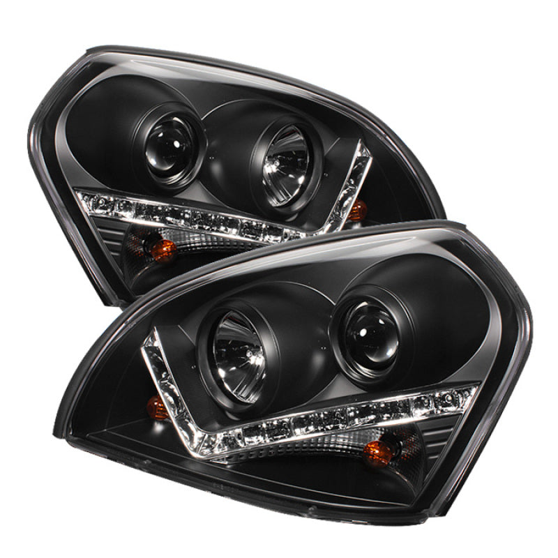 Phares de projecteur Spyder Hyundai Tucson 04-09 DRL Noir Haut H1 Bas H1 PRO-YD-HYTUC04-DRL-BK