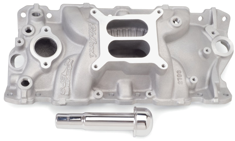 Collecteur d'admission Edelbrock Performer Eps avec tube de remplissage d'huile et reniflard pour Small-Block Chevy