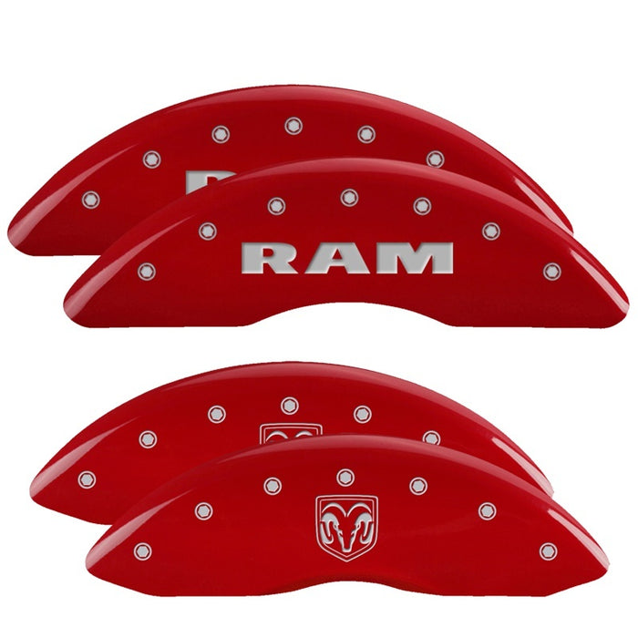 Couvre-étriers MGP 4 gravés avant RAM gravés arrière RAMHEAD finition rouge argent ch