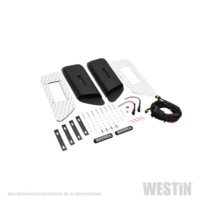 Westin 18-20 Jeep Wrangler JL 2 portes avec écopes de capot à LED - Noir texturé