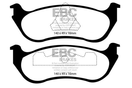 Plaquettes de frein arrière Yellowstuff EBC 95-97 Ford Crown Victoria 4.6 (ABS) (pistons en acier)