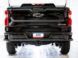 AWE Tuning 22-23 GMC Sierra 1500 AT4X 6.2L 0FG Catback Split Dual (pare-chocs plat) - Embouts chromés argentés