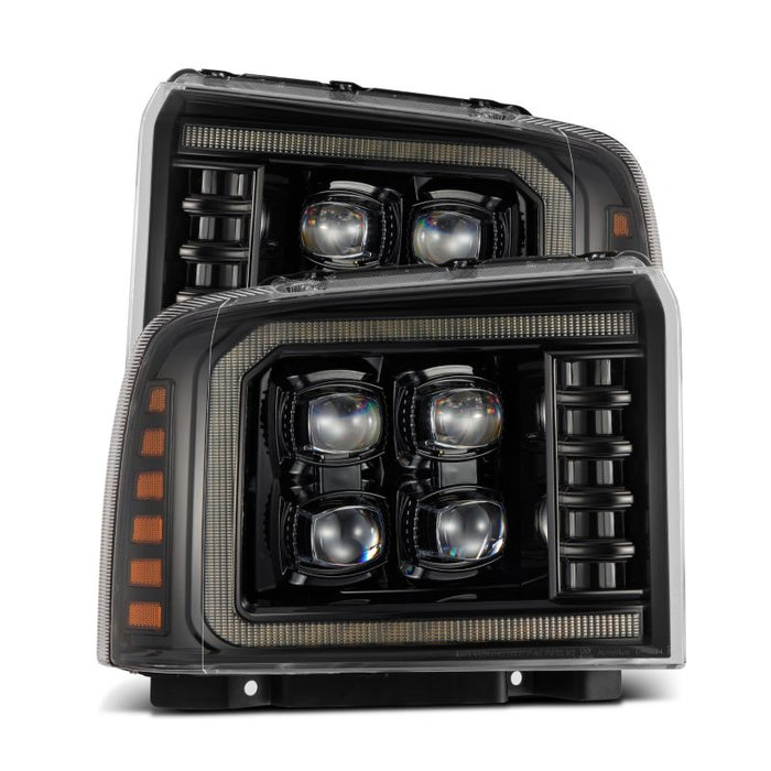 Phares de projecteur à LED AlphaRex 05-07 Ford Super Duty/Excursion NOVA-Series Alpha-Blk avec éclairage actif