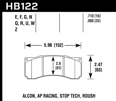 Plaquettes de frein de rue en céramique Hawk StopTech ST-60 Caliper Performance