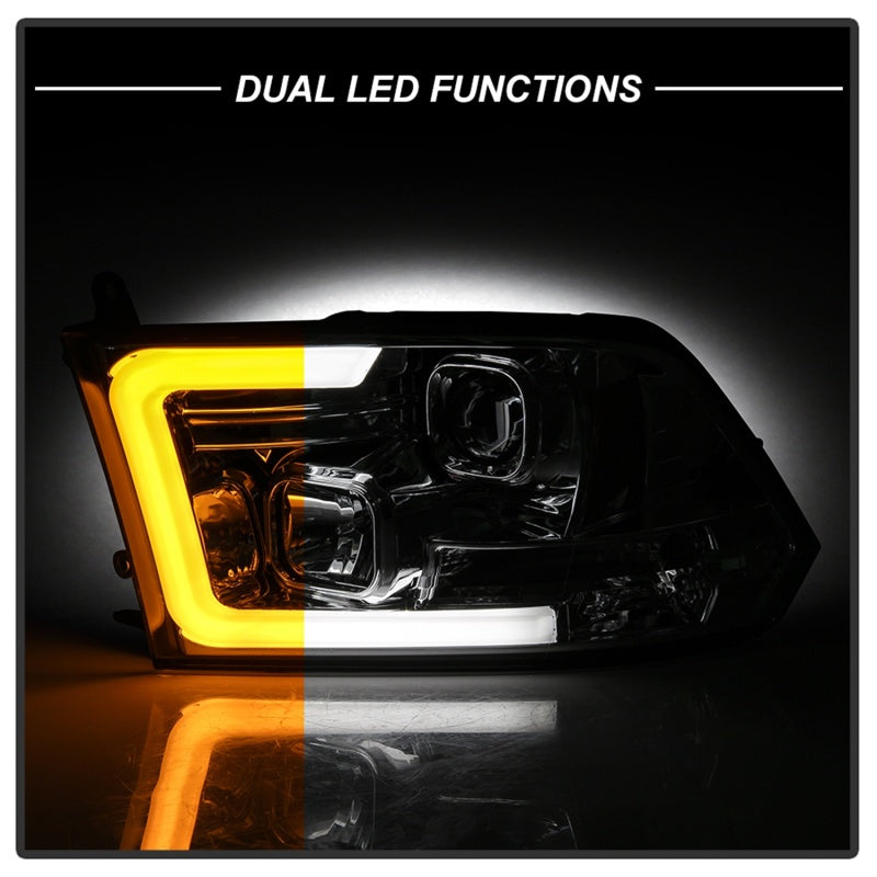 Phare avant Spyder 09-16 Dodge Ram 1500 Ver 2 Proj - Barre lumineuse clignotante - Chro - PRO-YD-DR09V2-SB-C