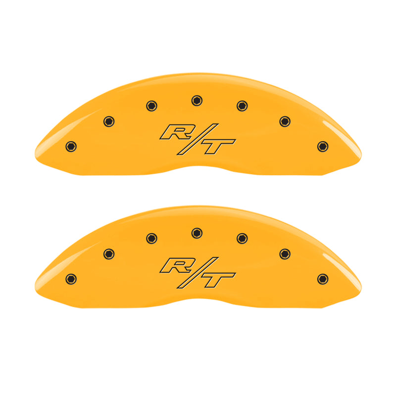 MGP 4 Caliper Covers Engraved Front & Rear Vintage Style/RT Yellow finish black ch