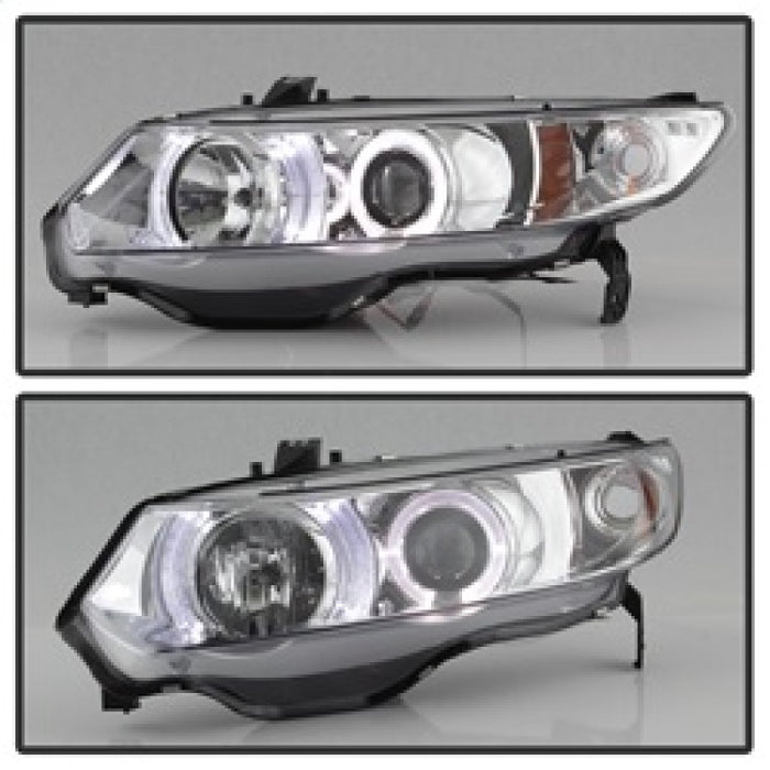 Phares de projecteur Spyder Honda Civic 06-08 2 portes LED Halo Chrome High H1 Low H1 PRO-YD-HC06-2D-HL-C