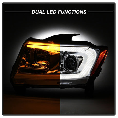 Jeep Grand Cherokee Spyder 11-13 - Phares de projet Light Bar - Modèle Halo - Chro - PRO-YD-JGC11-LB-C